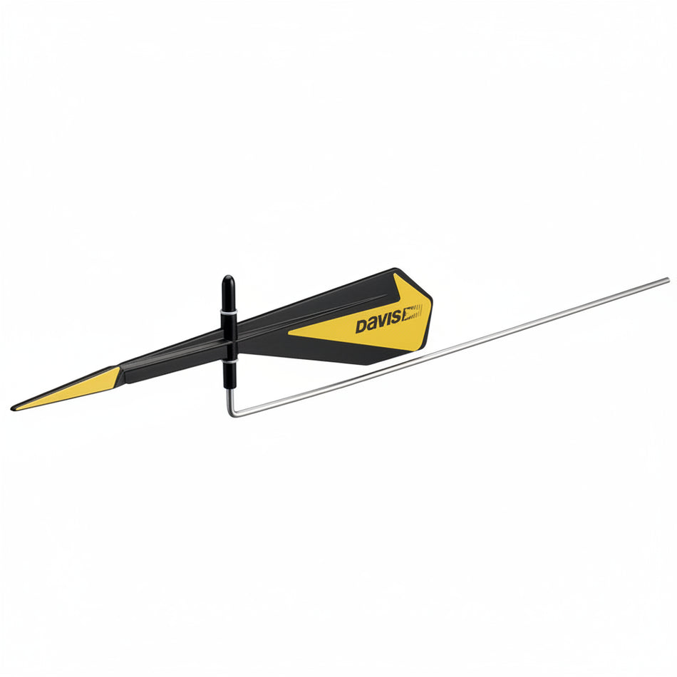 DAVIS Black Max Windanzeiger DA1295 – schwarz-gelbe Windfahne 203 mm mit Klemmhalterung für Baum/Mast 38–64 mm, Produktfoto auf weißem Hintergrund