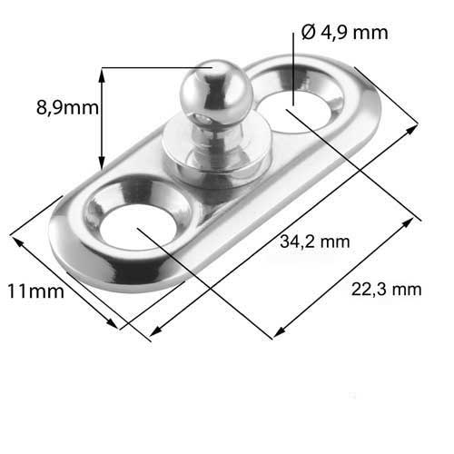 LOXX® Unterteil Messing verchromt zum Aufschrauben - Für Cabrio-Verdecke