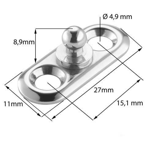 LOXX® Unterteil Messing verchromt zum Aufschrauben - Für Cabrio-Verdecke