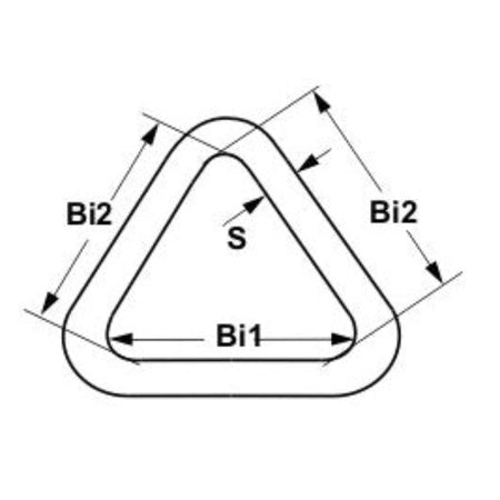 Maßzeichnung Triangel – Innenmaß Bi1 (Basis), Bi2 (Schenkel) und Querschnitt S, technische Zeichnung