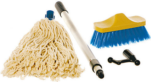 YACHTICON WASCHBÜRSTE ALU SET - 3-in-1 Waschset mit ausziehbarem Stiel