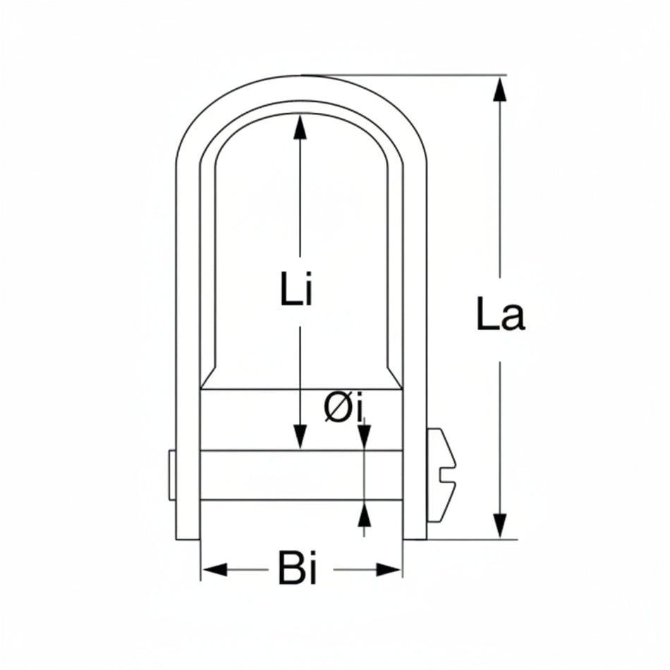 Bandschäkel D-Form mit Schraubbolzen – Edelstahl 1.4301