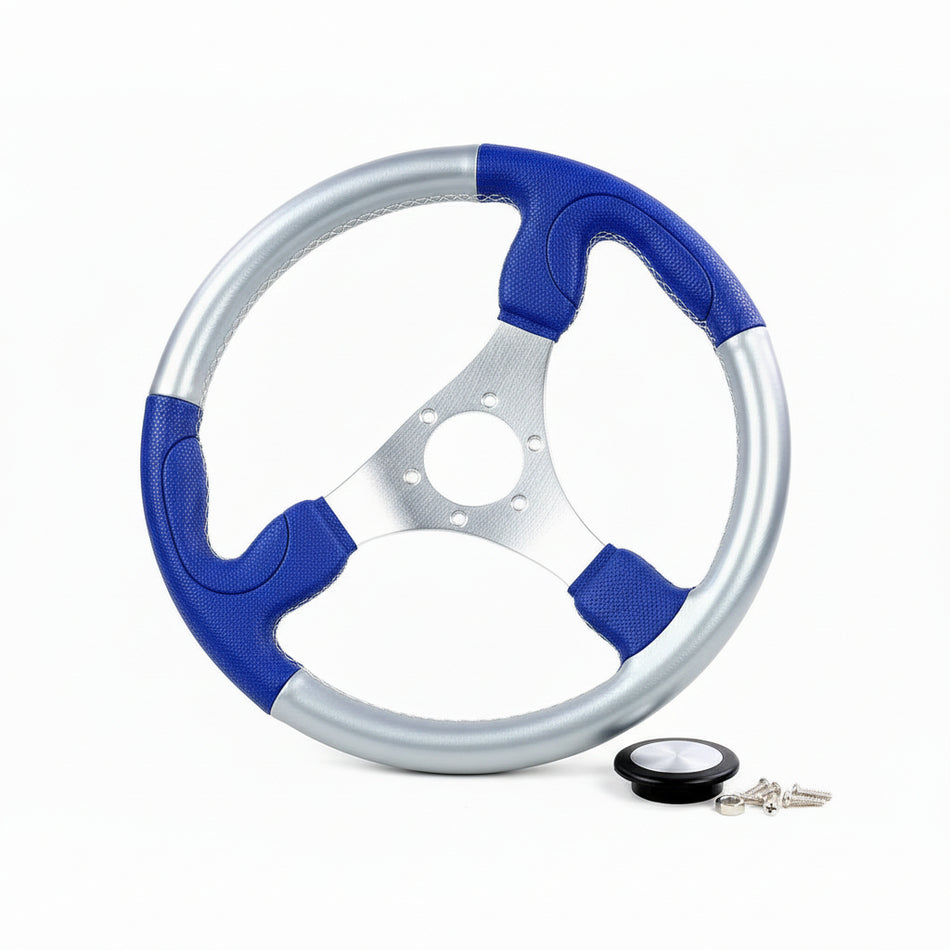 Steuerrad 3 Speichen Ø 350mm Blau/Silber - Sportlich-elegantes Design