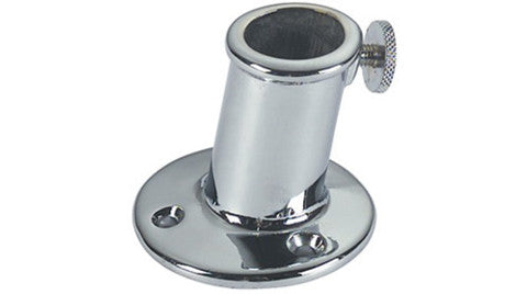 Flaggenstockhalter Messing verchromt 10° schräg – 16mm, 20mm, 25mm mit Rändelschraube