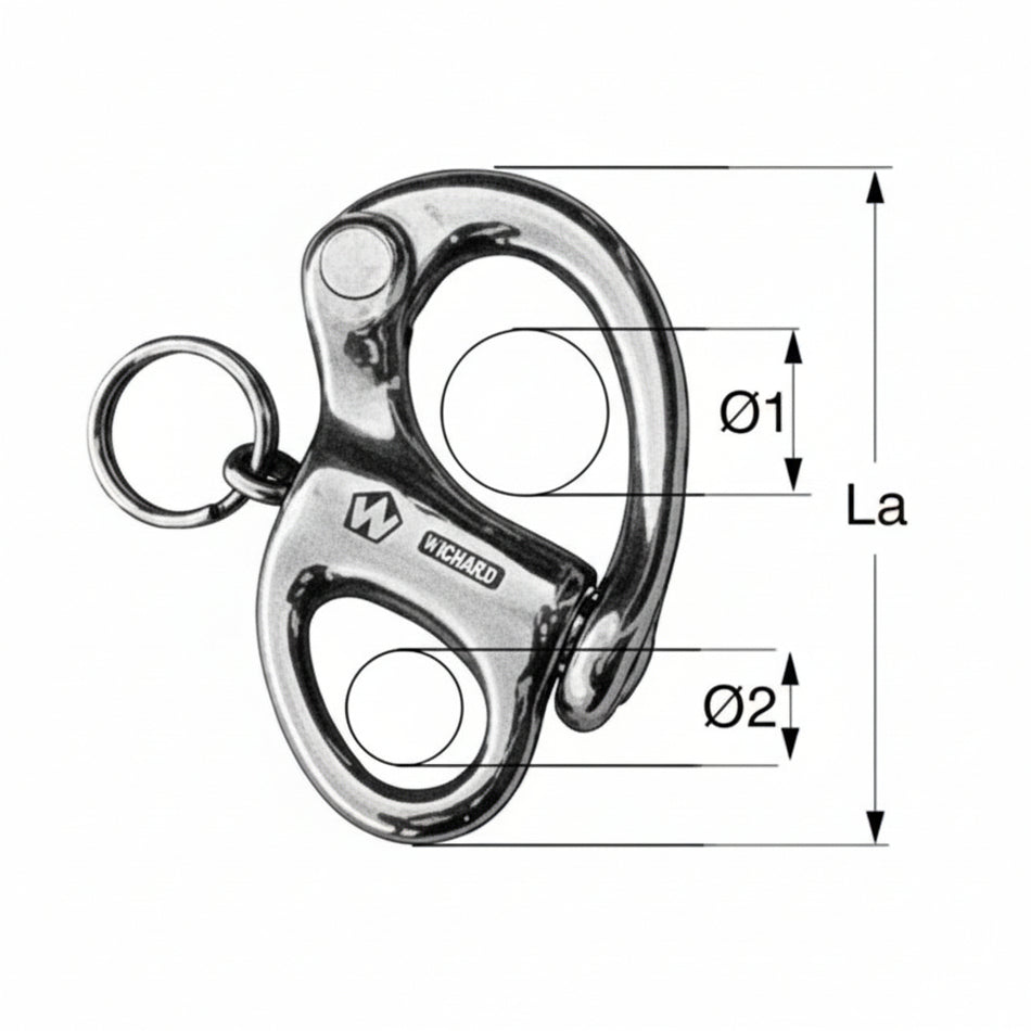 WICHARD Regatta-Schnappschäkel Edelstahl 1.4542 hochfest mit großem Wirbelauge
