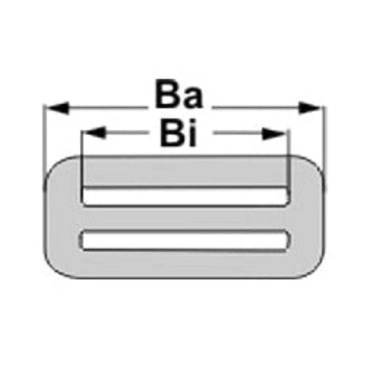 Gurtschnalle Edelstahl HD2920 für 50 mm Gurtband, Maßzeichnung Bi Ba