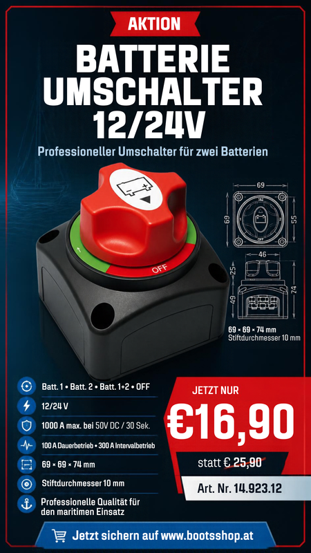 Batterieumschalter 12/24V 1000A - Batt.1 - Batt.2 - Batt.1+2 - OFF