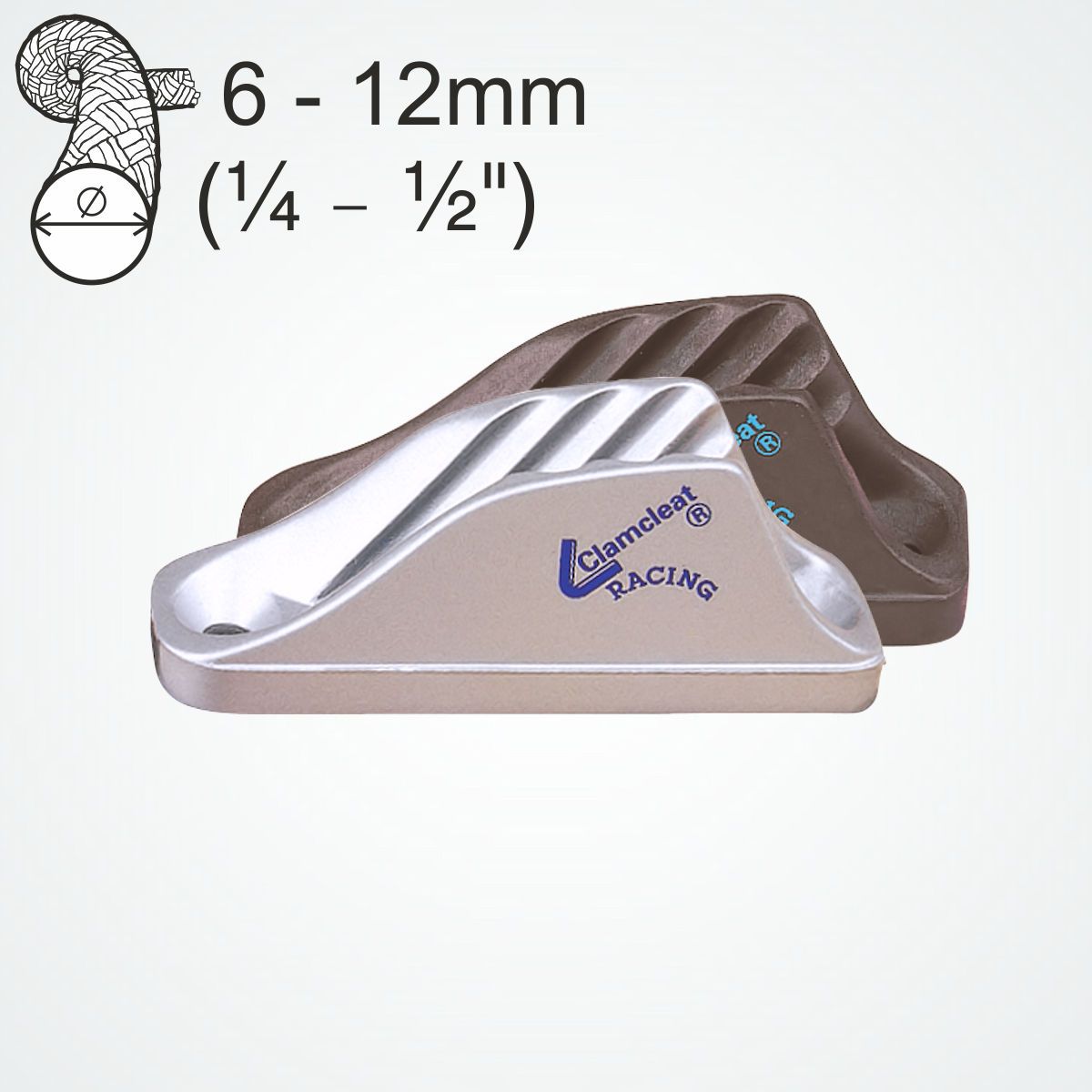 Clamcleat® CL219 Racing Vertical 6-12 mm - Aluminium Tauklemme Silber