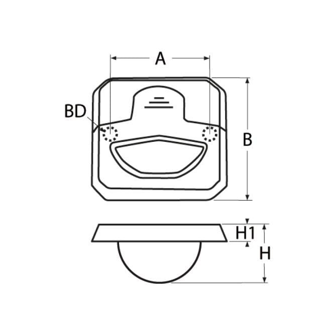 Edelstahl Einlassgriff eckig A4 - AISI 316 - Federbelastet wasserdicht