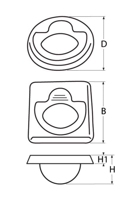 Edelstahl Einlassgriff rund A4 - AISI 316 - Lukenheber Ø 50 mm - 6 mm Aufbauhöhe