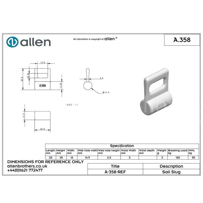 Holt Allen Göhlrutscher A358 - Mastrutscher aus Nylon weiß