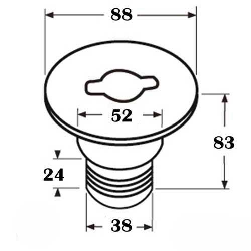 Tankeinfüllstutzen mit versenkbarem Griff Edelstahl A4-AISI 316 - Abfall/Waste