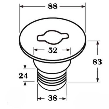 Tankeinfüllstutzen mit versenkbarem Griff Edelstahl A4-AISI 316 - Abfall/Waste