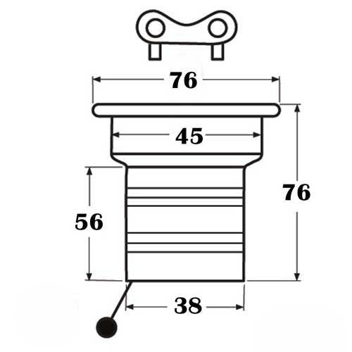 Tankeinfüllstutzen Edelstahl A4-AISI 316 mit Schraubverschluss, Kette und Schlüssel - Diesel, Wasser, Gas