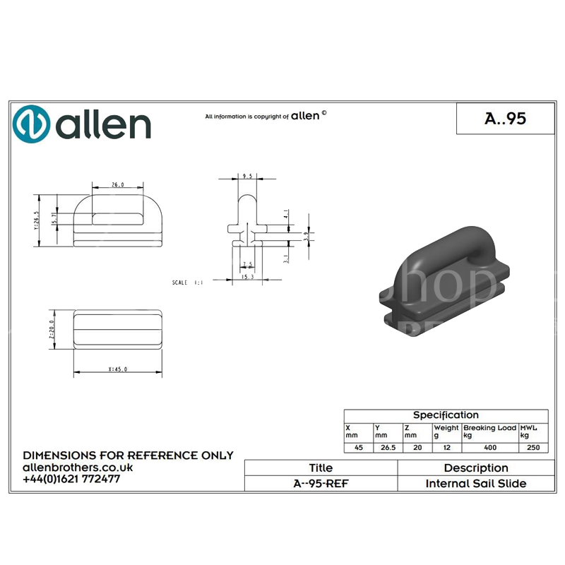 Holt Allen Zwischenrutscher A95 - Mastrutscher für Kastenschienen