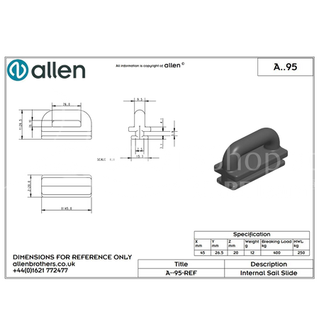 Holt Allen Zwischenrutscher A95 - Mastrutscher für Kastenschienen