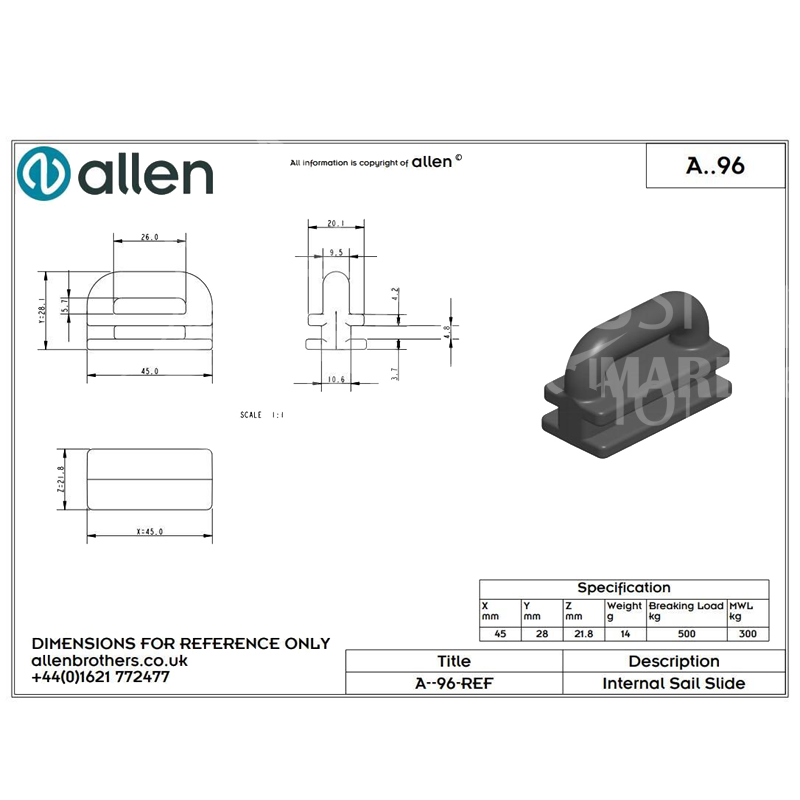 Holt Allen Zwischenrutscher A96 - Mastrutscher für Kastenschienen