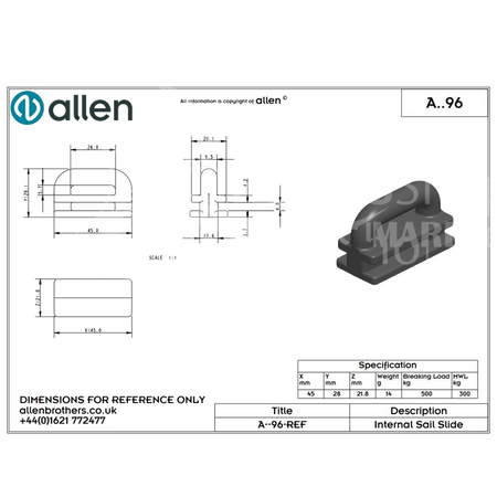 Holt Allen Zwischenrutscher A96 - Mastrutscher für Kastenschienen