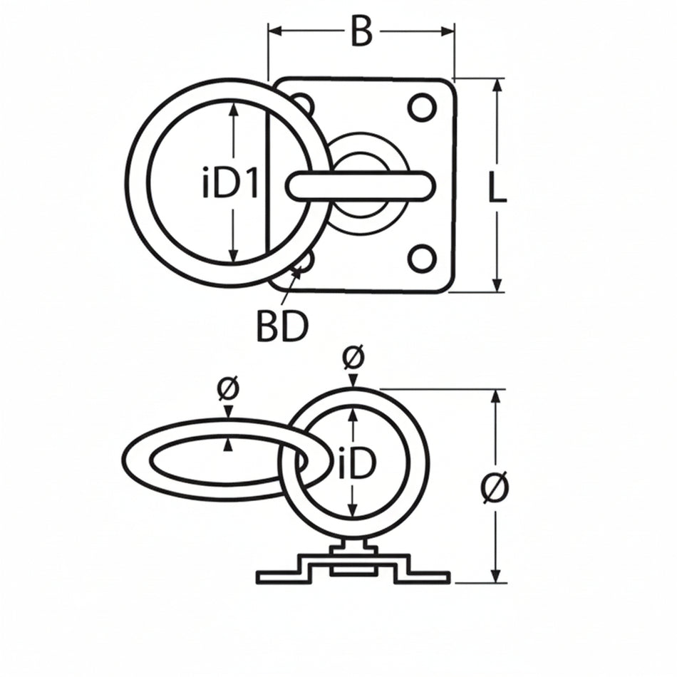 Niro-Augplatte Edelstahl A4 - Mit 4 Montagebohrungen - 839725/839728