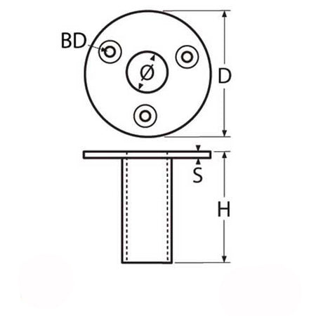 Persenning Rohrhalter Edelstahl A4 - Einbau-Rohrsockel für 22mm/25mm