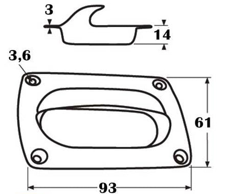 Lukenheber Deckelgriff Einlassgriff Edelstahl A4 93x61mm