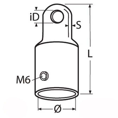 Klappverdecks Endstück Edelstahl A4 - Rohrendkappe mit Auge für 22mm/30mm