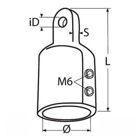 Klappverdecks Endstück Edelstahl A4 - Verstärkt mit 2 Schrauben für 25mm