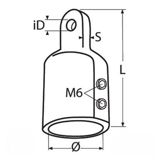 Klappverdecks Endstück Edelstahl A4 - Verstärkt mit 2 Schrauben für 25mm