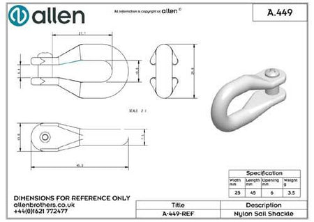 Holt Allen Kunststoffschäkel HA449 - Mastrutscher-Schäkel zum Schrauben