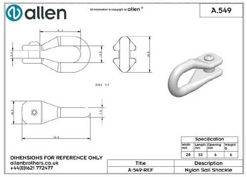 Holt Allen Kunststoffschäkel HA549 - Mastrutscher-Schäkel zum Schrauben