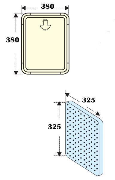 Inspektionsdeckel abnehmbar 380x380mm weiß mit Gummiring