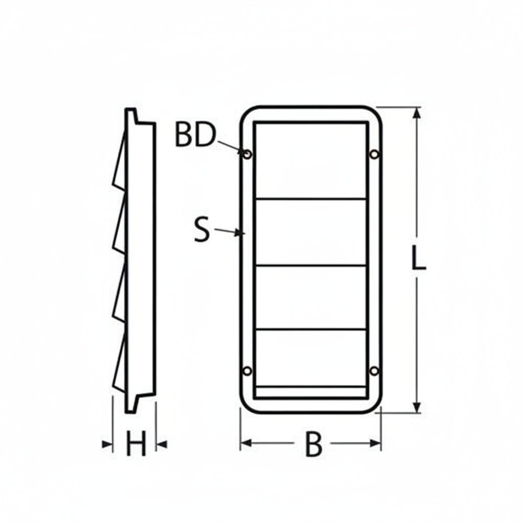 Lüftungsblech Kiemenblech 113mm Edelstahl A4 - Motorraumlüftung Boot & Yacht