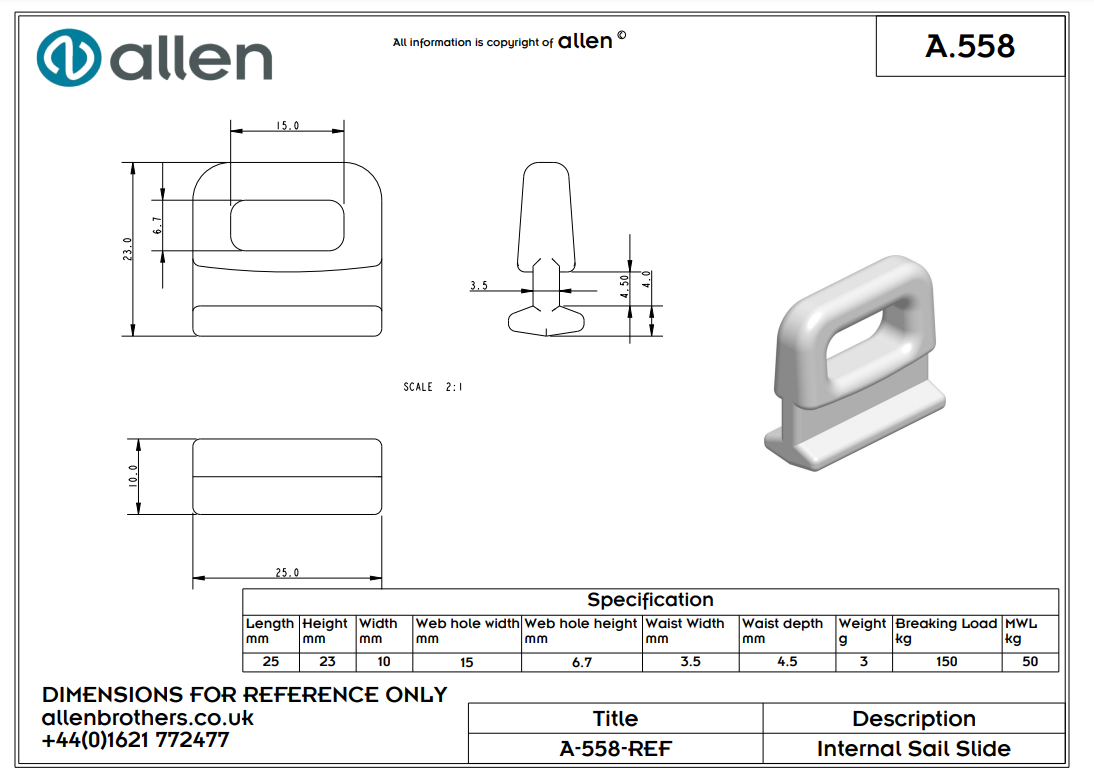 Holt Allen Spezial-Göhlrutscher A558 - Stagreiter aus Nylon weiß