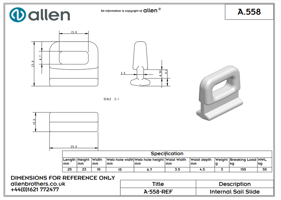 Holt Allen Spezial-Göhlrutscher A558 - Stagreiter aus Nylon weiß
