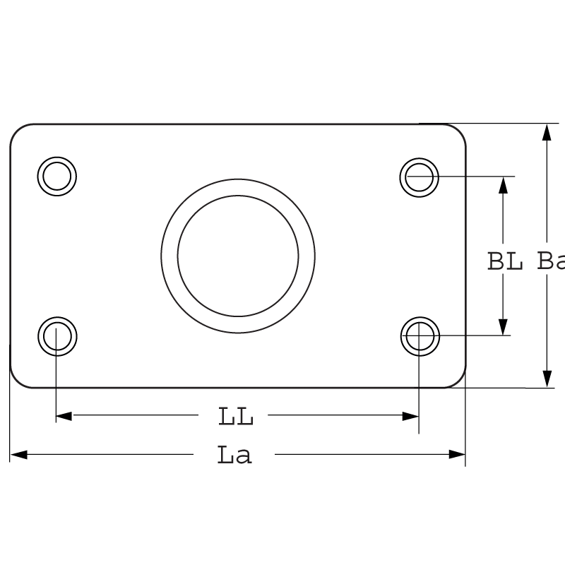 Relingsfuß 90° Edelstahl - rechteckige Basis für Rohr 22mm/25mm