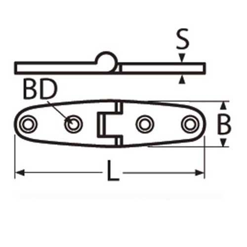 Scharnier Edelstahl 100x34mm - Materialstärke 2mm