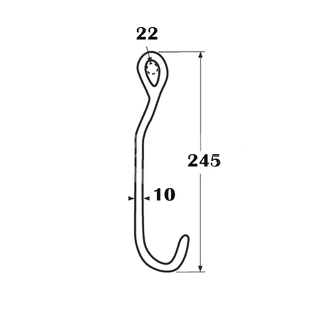 Schleusenhaken Edelstahl 1.4401 mit Auge - Kompakter Festmacherhaken 245mm