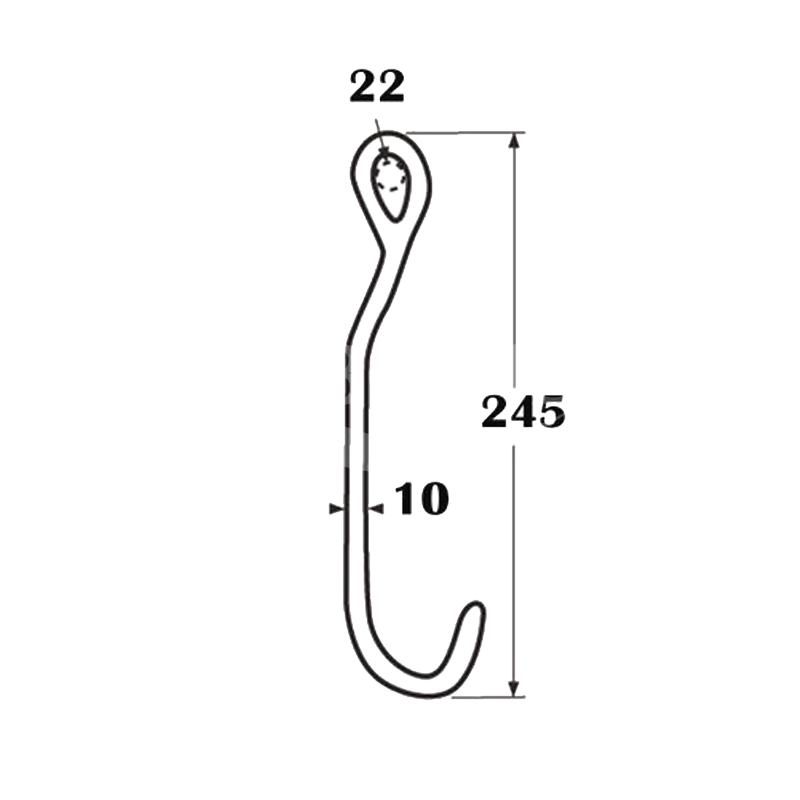 Schleusenhaken Edelstahl 1.4401 mit Auge - Kompakter Festmacherhaken 245mm