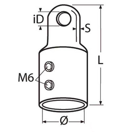 Klappverdecks Endstück Edelstahl A4 - Rohrendkappe mit Auge für 20mm/25mm