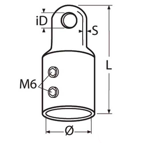 Klappverdecks Endstück Edelstahl A4 - Rohrendkappe mit Auge für 20mm/25mm