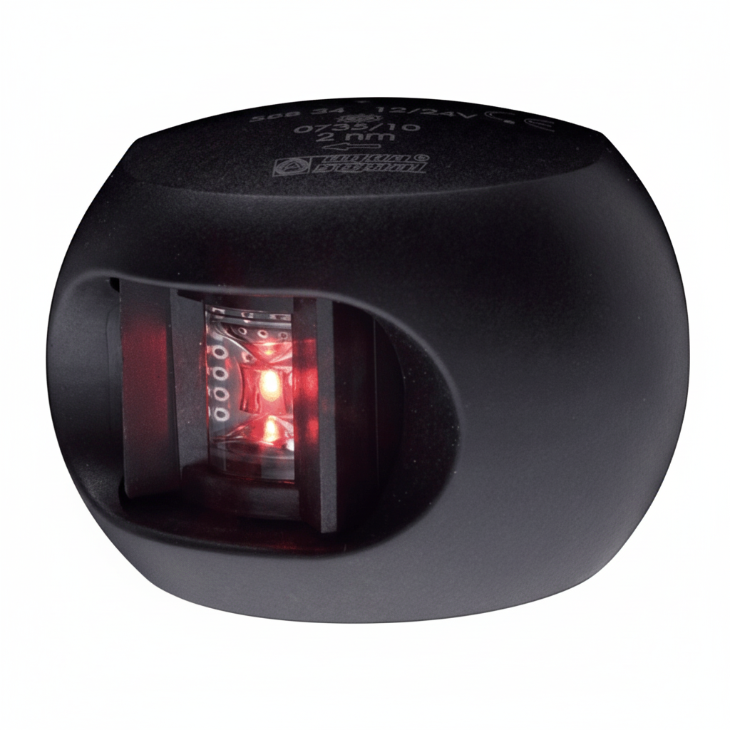 Aqua Signal AS34 LED Backbordlaterne | 12/24V | IP67 | BSH | schwarz/weiß/Edelstahl schwarz