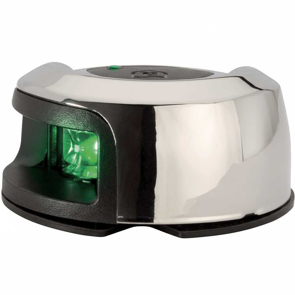 Attwood LightArmor LED Steuerbordlicht Aufbau Edelstahl | 2NM | EN/ISO/USCG/COLREGS | bis 20m