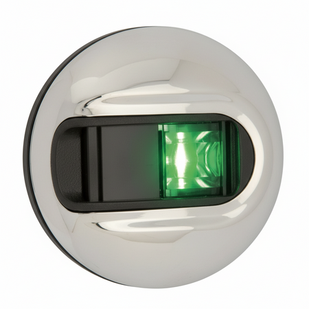 Attwood LightArmor LED Steuerbordlicht vertikal rund Edelstahl | 2NM | EN/ISO/USCG/COLREGS | bis 20m