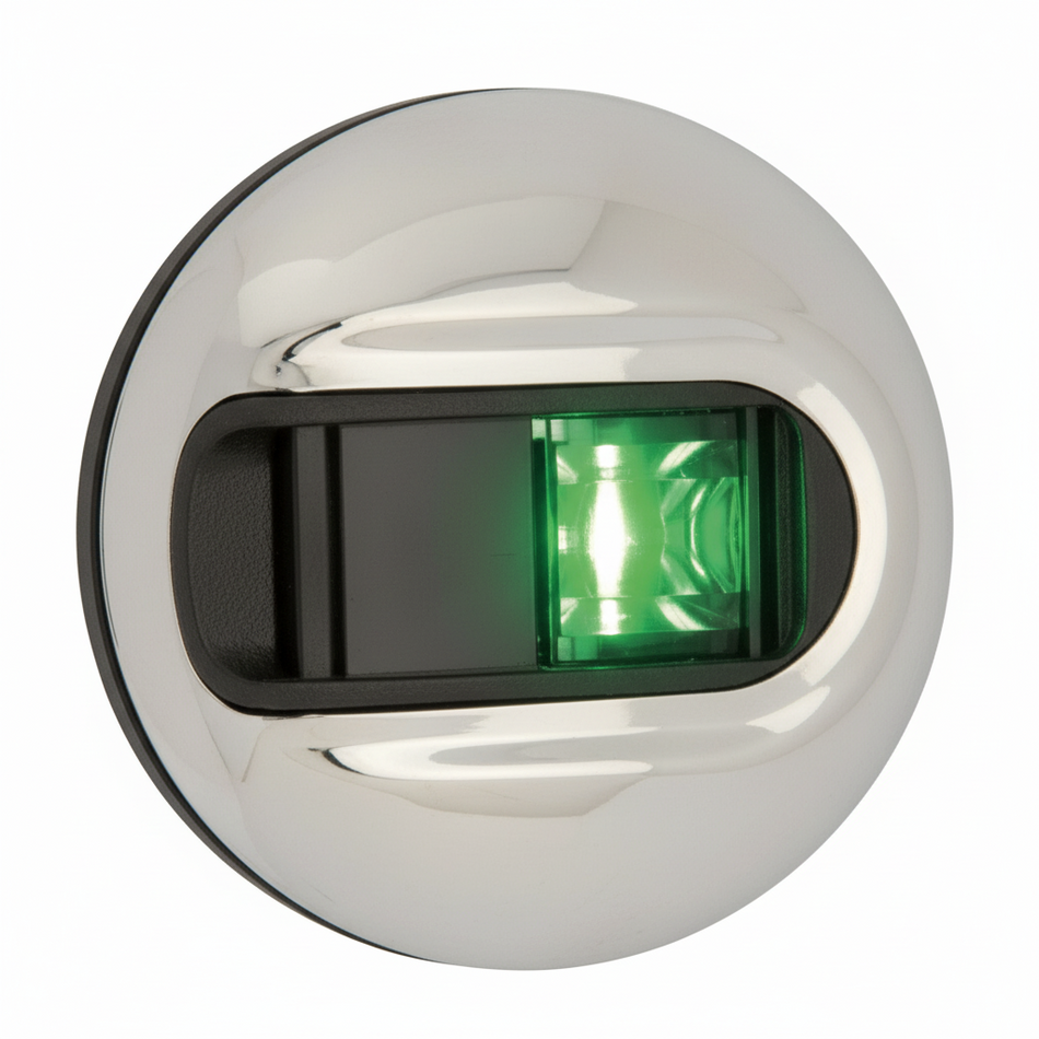 Attwood LightArmor LED Steuerbordlicht vertikal rund Edelstahl | 2NM | EN/ISO/USCG/COLREGS | bis 20m