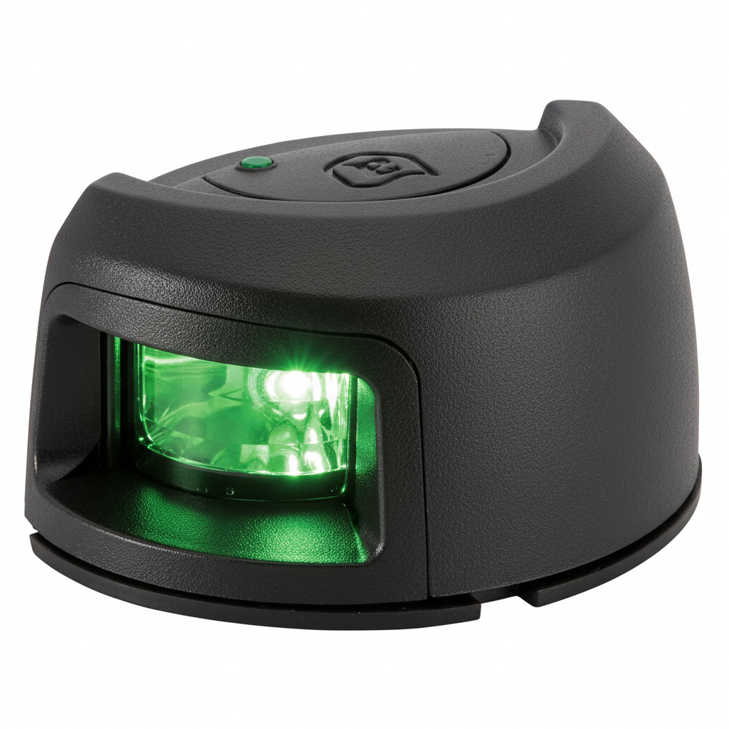 Attwood LightArmor LED Steuerbordlicht Aufbau schwarz | 2NM | EN/ISO/USCG/COLREGS | bis 20m