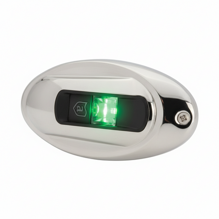 Attwood LightArmor LED Steuerbordlicht vertikal oval Edelstahl | 2NM | EN/ISO/USCG/COLREGS | bis 20m