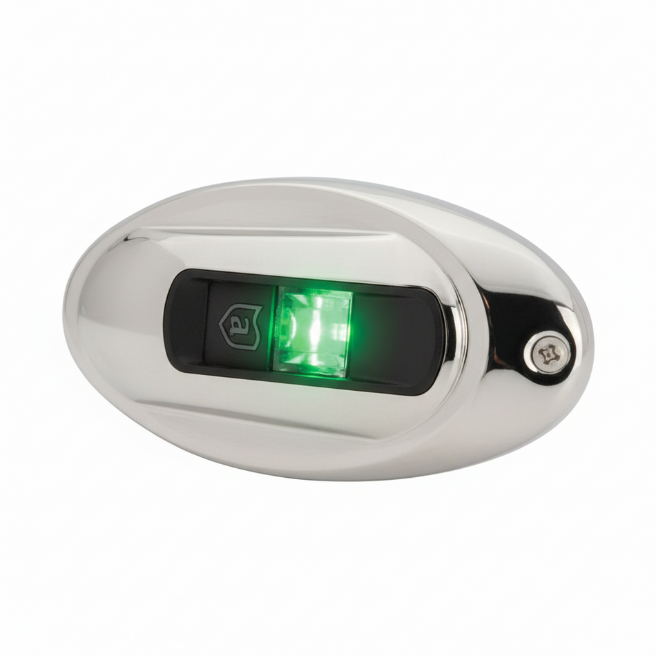 Attwood LightArmor LED Steuerbordlicht vertikal oval Edelstahl | 2NM | EN/ISO/USCG/COLREGS | bis 20m