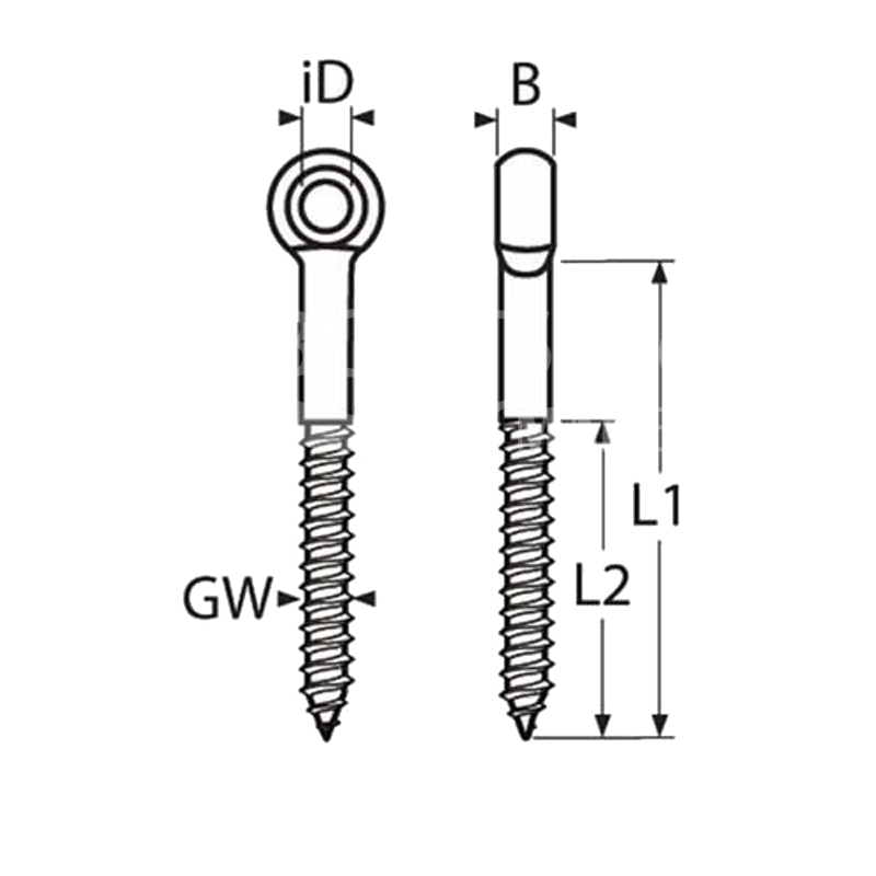 Niro-Augbolzen mit Holzgewinde Edelstahl A4 – Ø 6 bis 12 mm