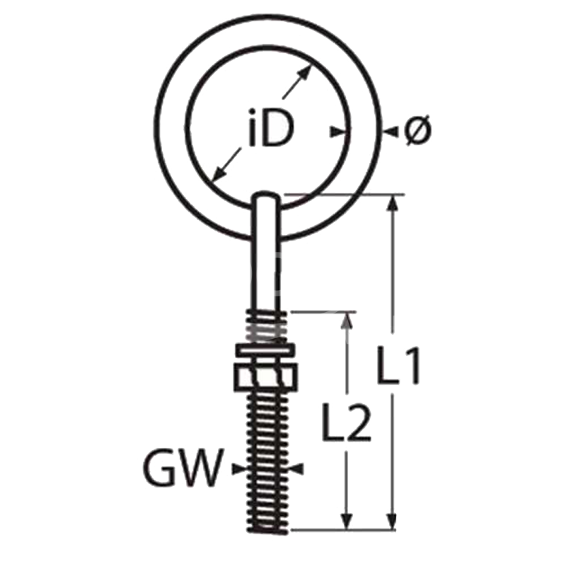 Ringbolzen mit Mutter Edelstahl A4 – M8 bis M12, inkl. Beilagscheiben