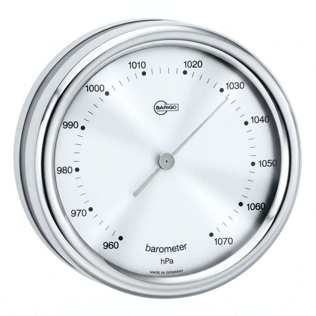 BARIGO Orion Barometer Steel - Edelstahl hochglanzpoliert, Made in Germany